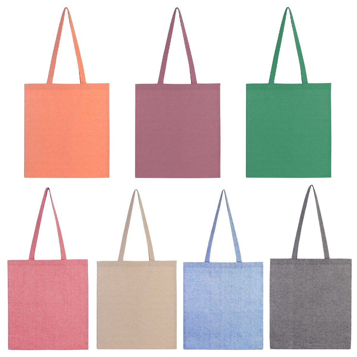 Bolsa ecológica de algodón reciclado sin fuelle, varias opciones de color