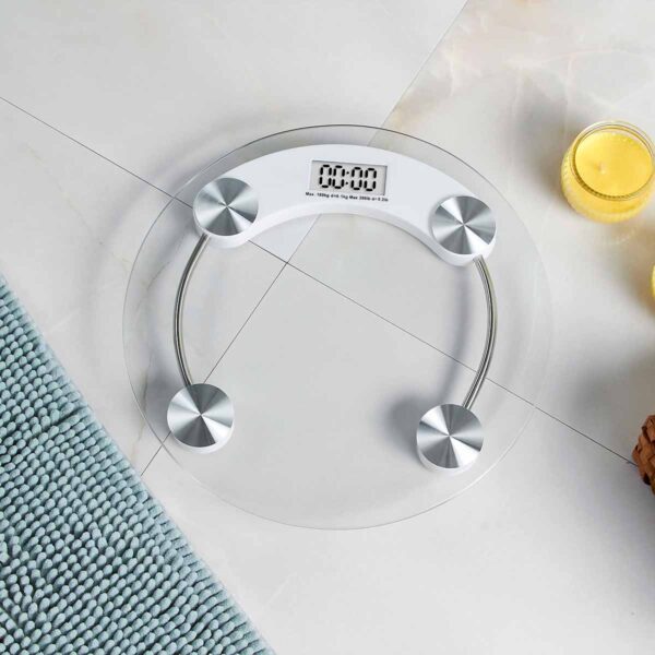 Báscula de Cristal Transparente con Serigrafía para Monitoreo de Salud