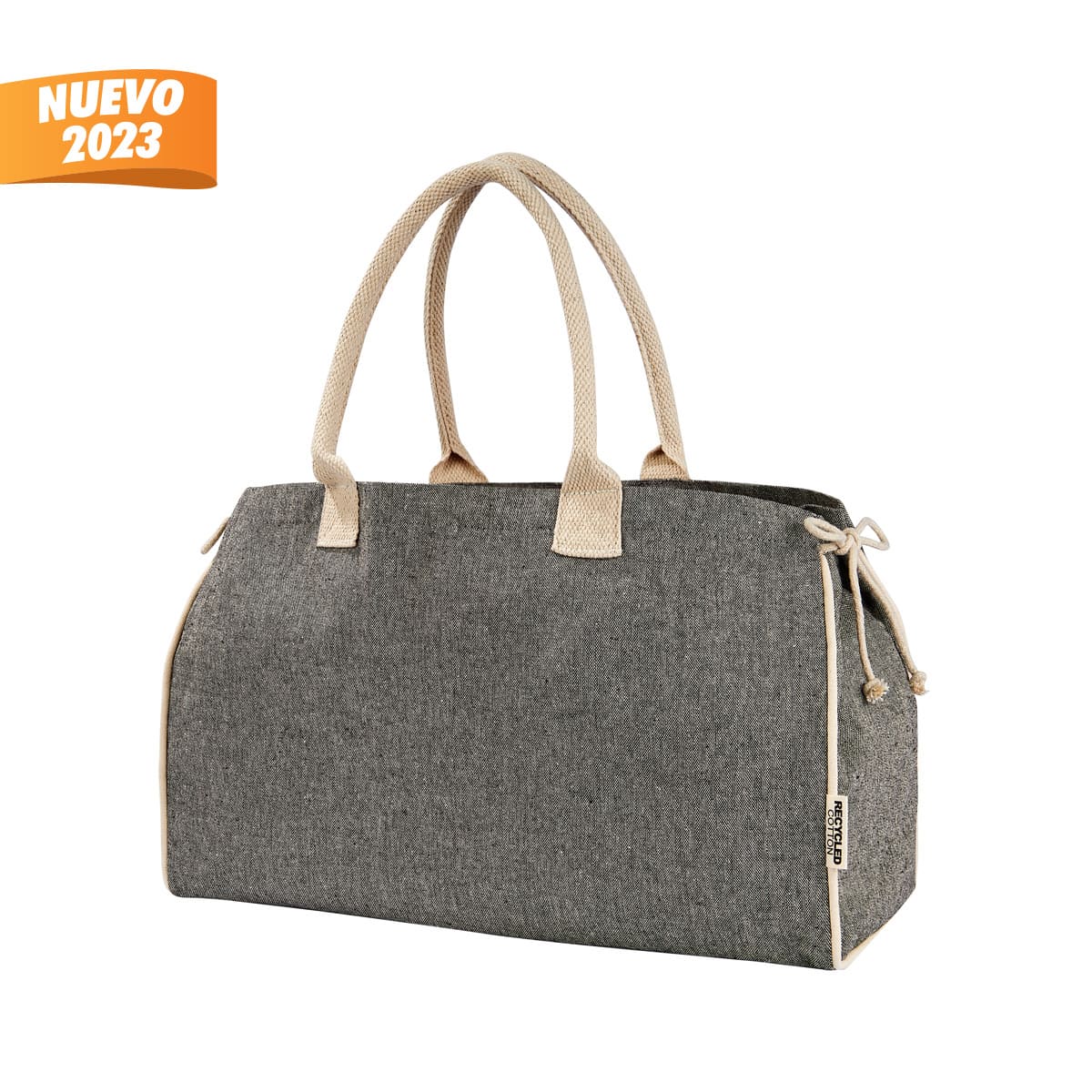 Bolsa Ecológica de Algodón Reciclado con Jaretas Ajustables y Fuelle de Cartón - Image 5
