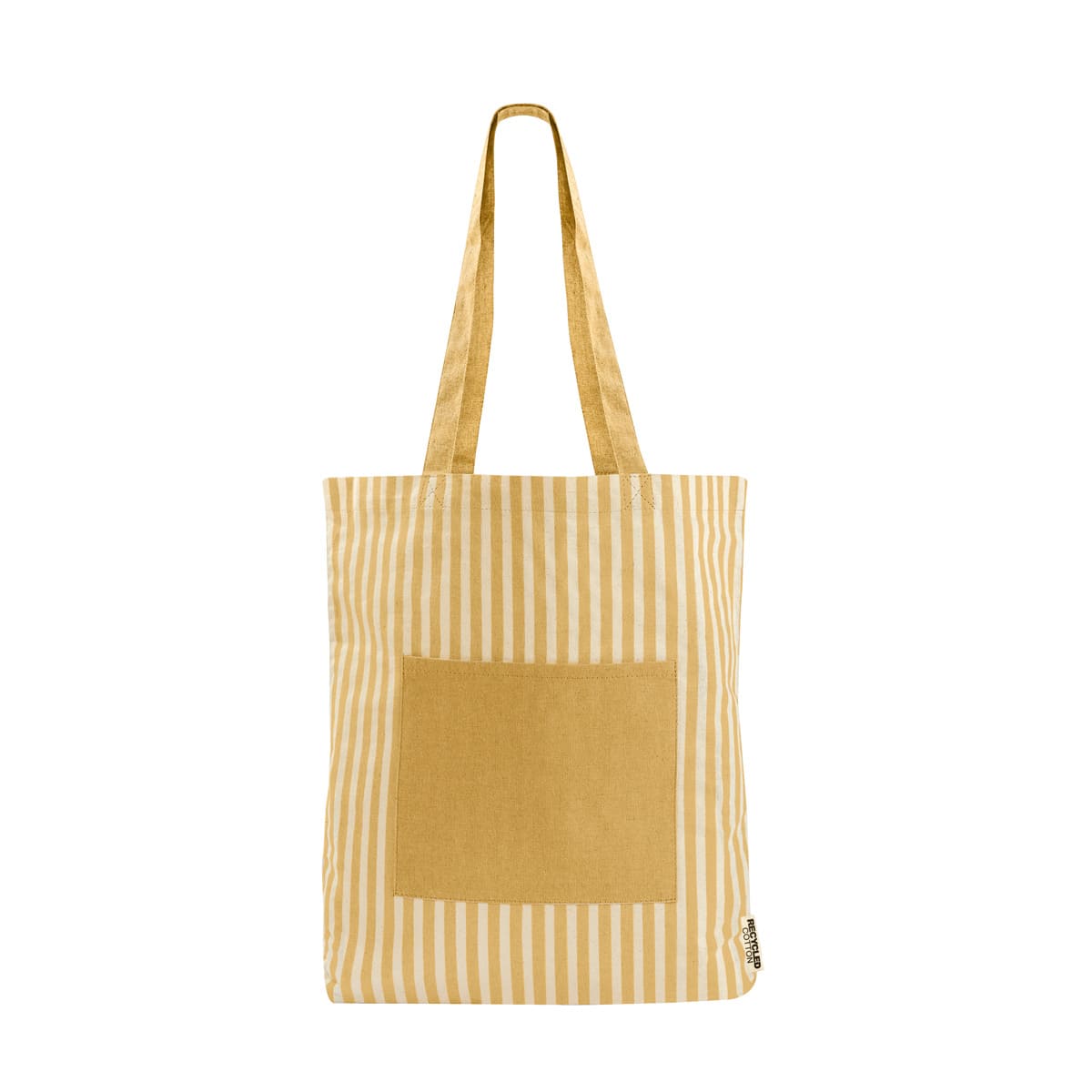Bolsa Ecológica de Algodón Reciclado con Bolsillo Frontal a Rayas - Image 9