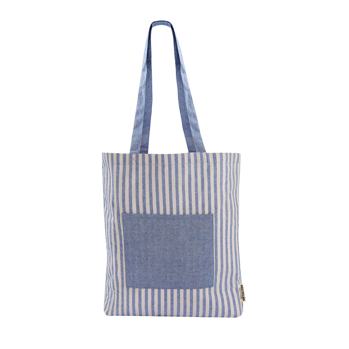 Bolsa Ecológica de Algodón Reciclado con Bolsillo Frontal a Rayas - Image 3