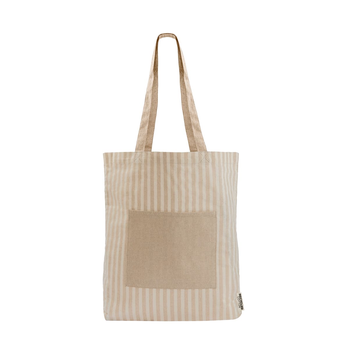 Bolsa Ecológica de Algodón Reciclado con Bolsillo Frontal a Rayas - Image 5