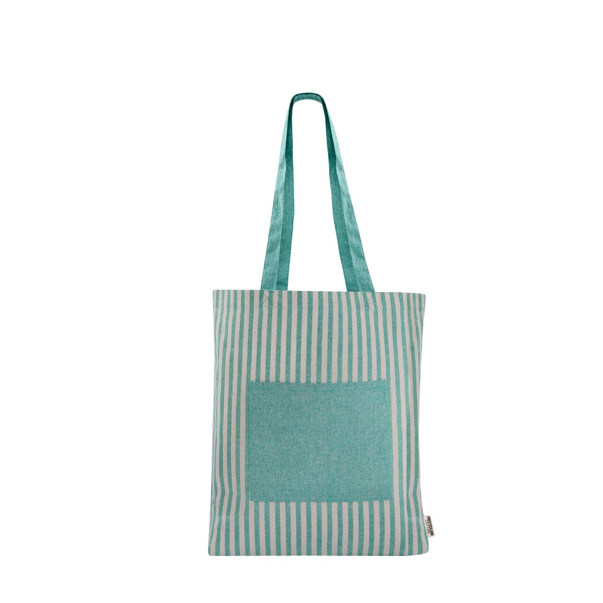 Bolsa Ecológica de Algodón Reciclado con Bolsillo Frontal a Rayas - Image 8