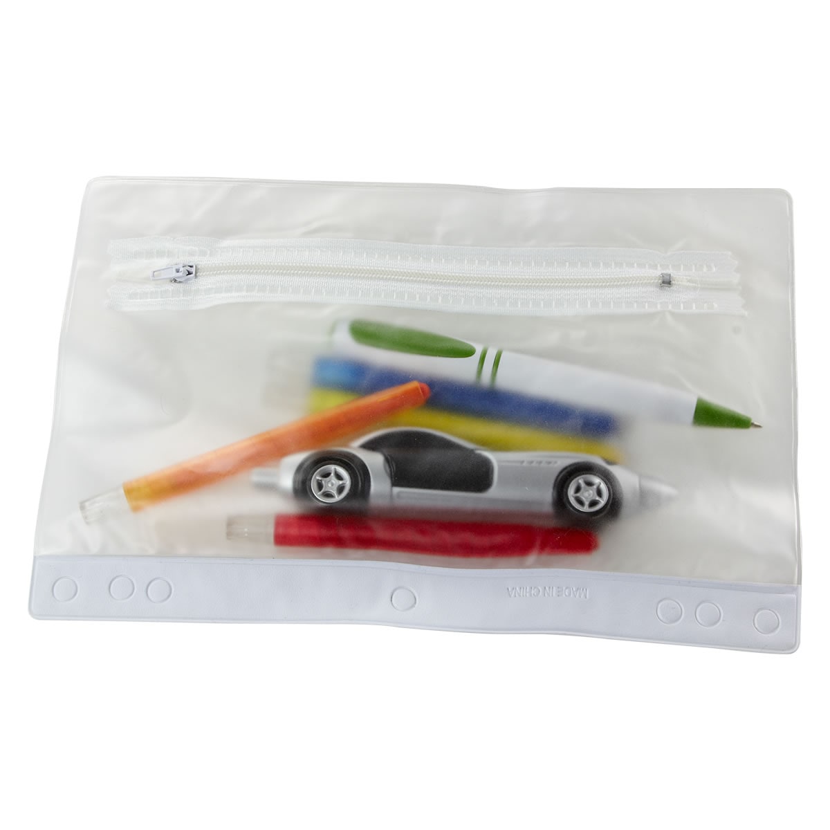 Bolsa Portalápices de Vinil con Serigrafía y Color Blanco Frost - Image 2