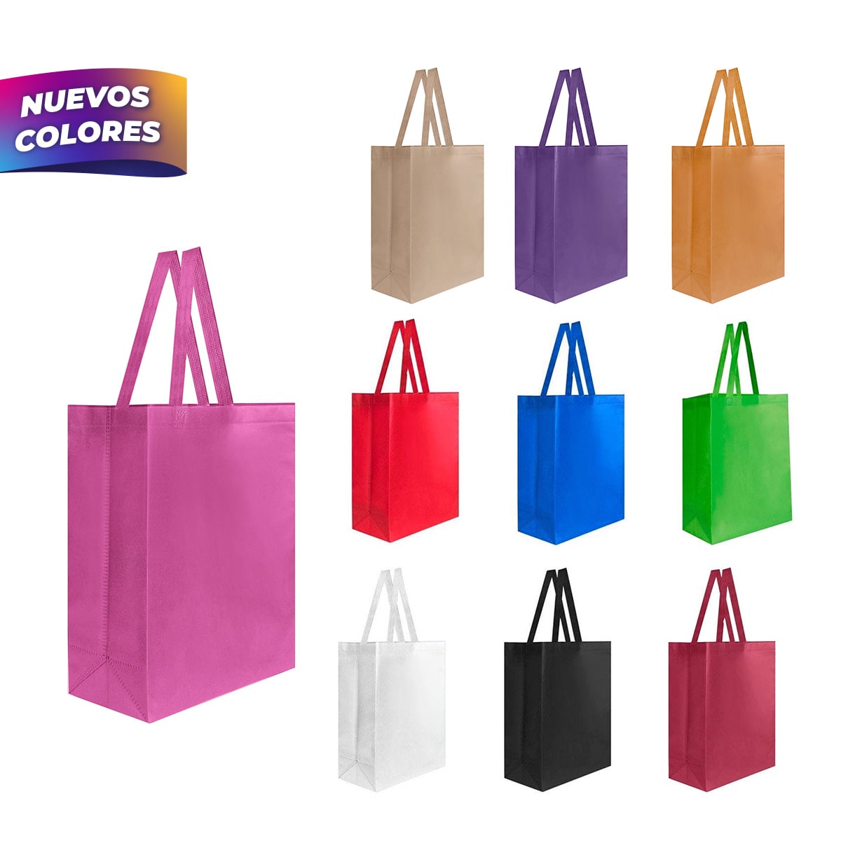 Bolsas ecológicas con fuelle y serigrafía – Variedad de colores y gran capacidad