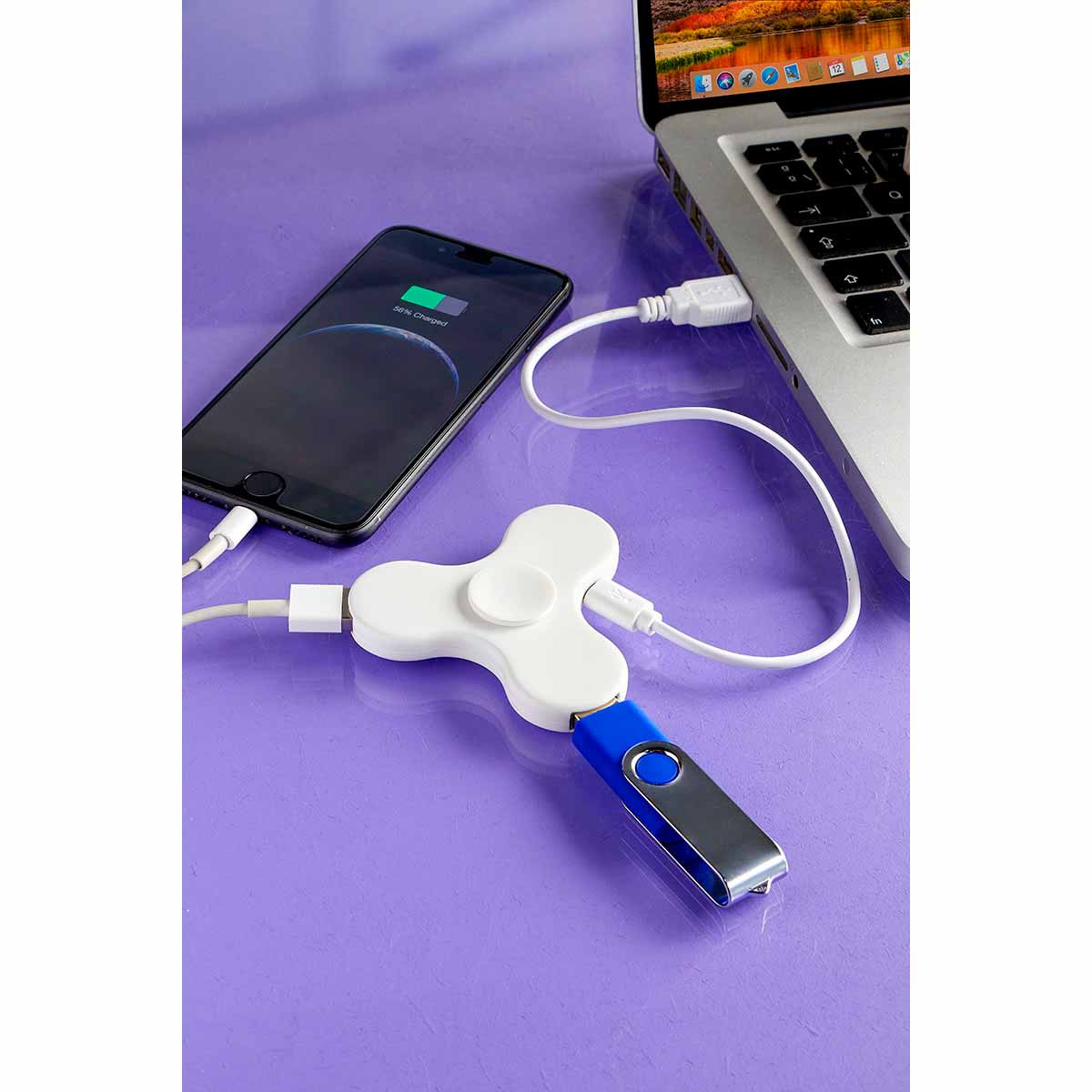 Concentrador de Puertos USB Promocional de Plástico Blanco - Image 3