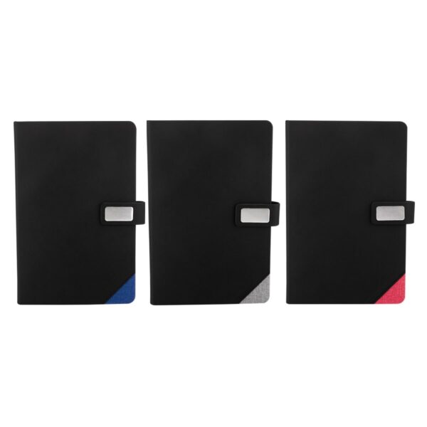 Libreta de Cuero Sintético con Elástico para Bolígrafo y Placa para Grabado