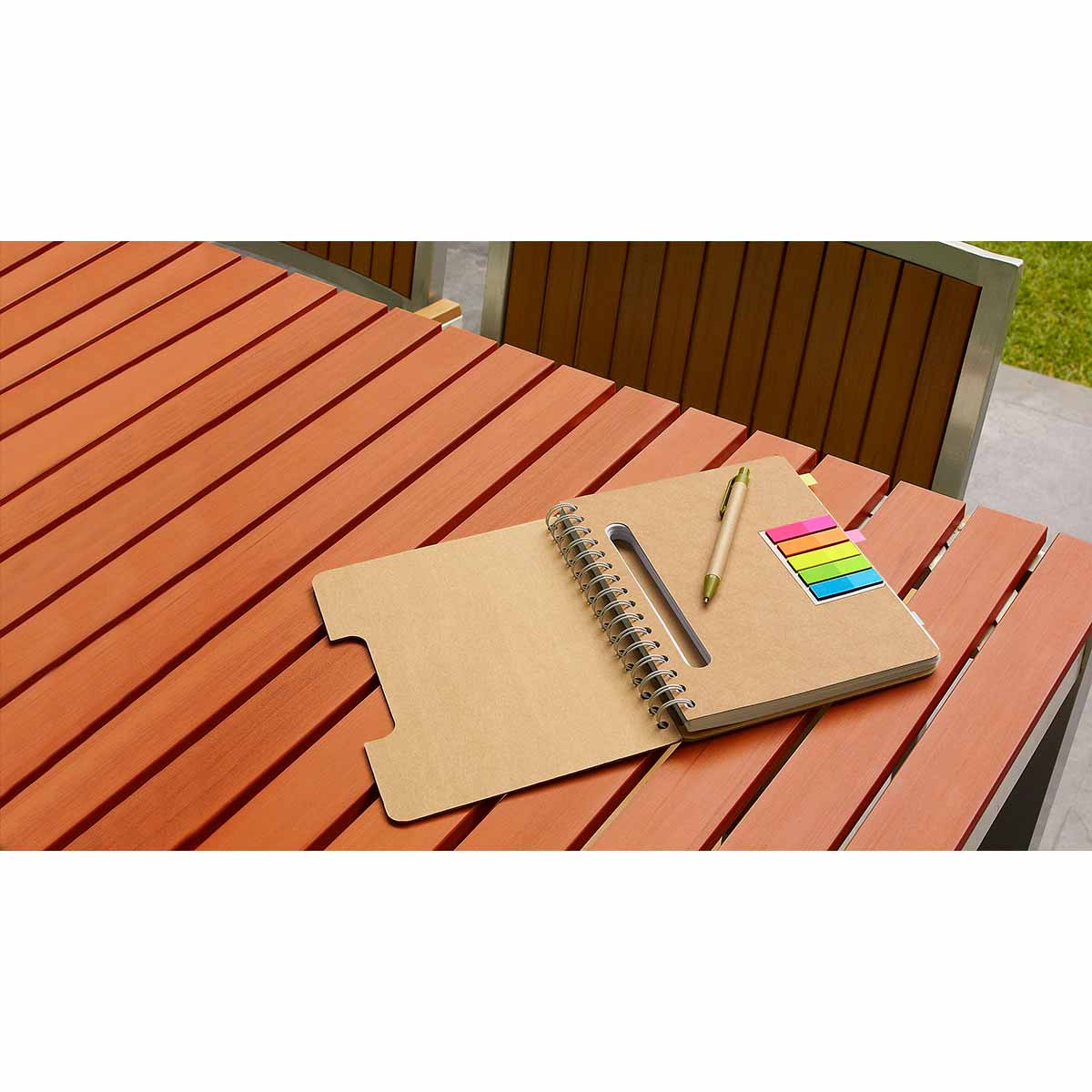 Libreta Ecológica de Cartón con Impresión Serigráfica Beige 17.5 x 22 cm - Image 3
