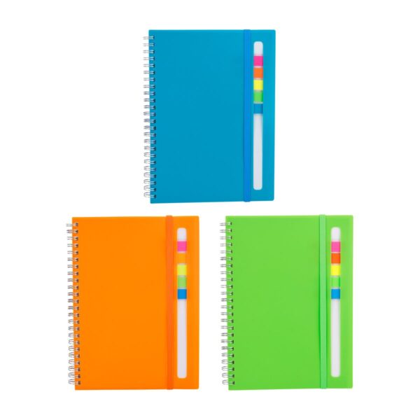 Libreta Promocional con Espiral Metálico, Notas Adheribles y Elástico de Tela