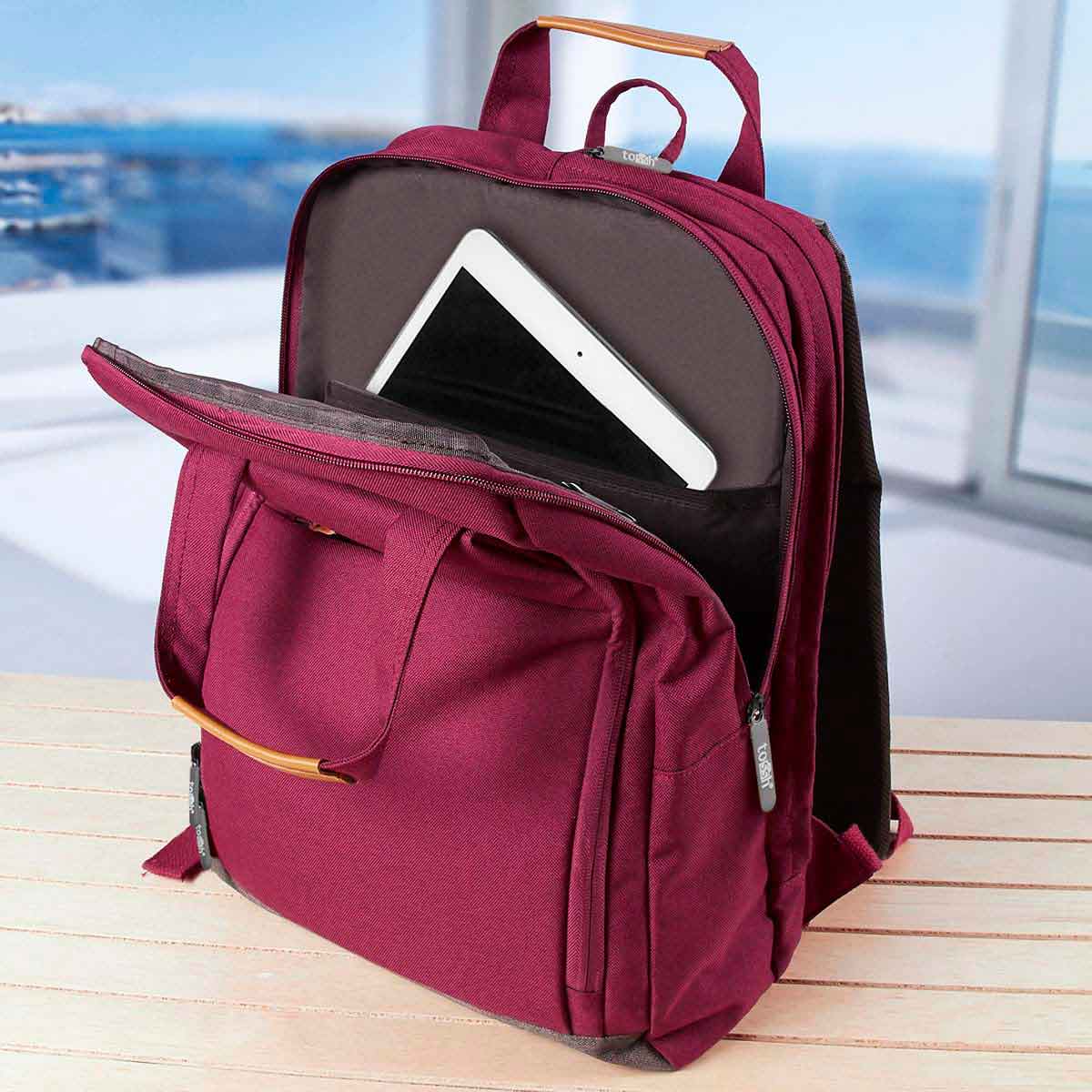 Elegante Mochila Promocional de Poliéster con Serigrafía o Bordado - Variantes en Azul y Rojo - Image 3