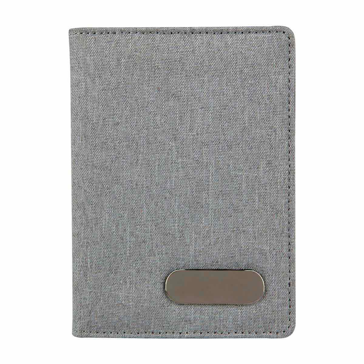 Elegante Porta Pasaporte de Poliéster en Gris con Impresión Personalizable