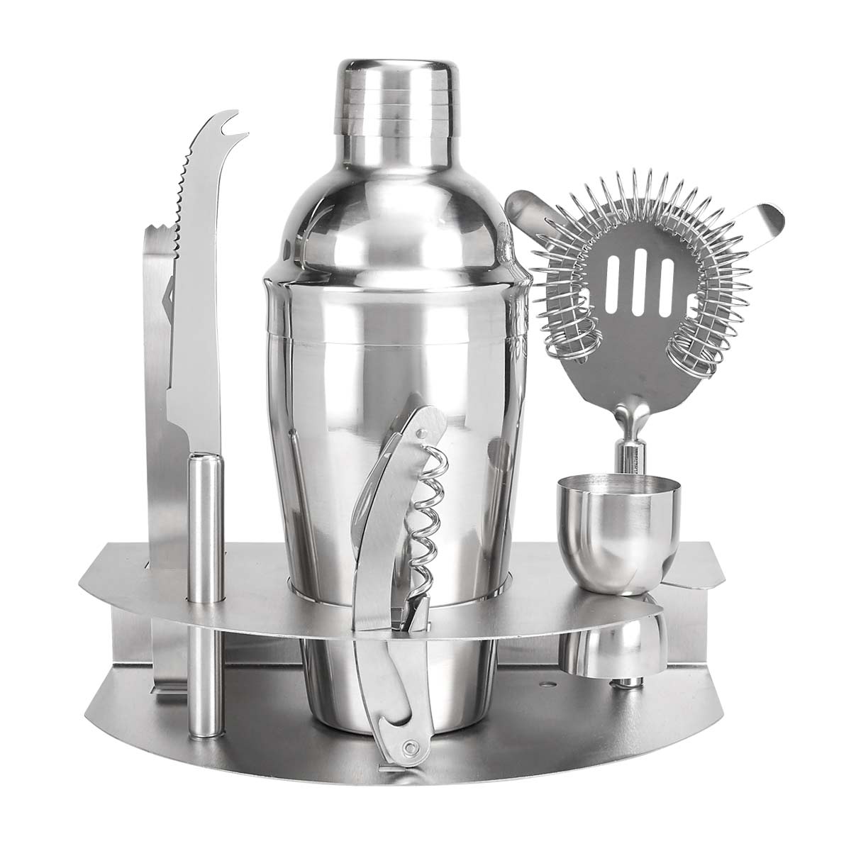 Set de Herramientas para Coctelería de Acero Inoxidable con Base