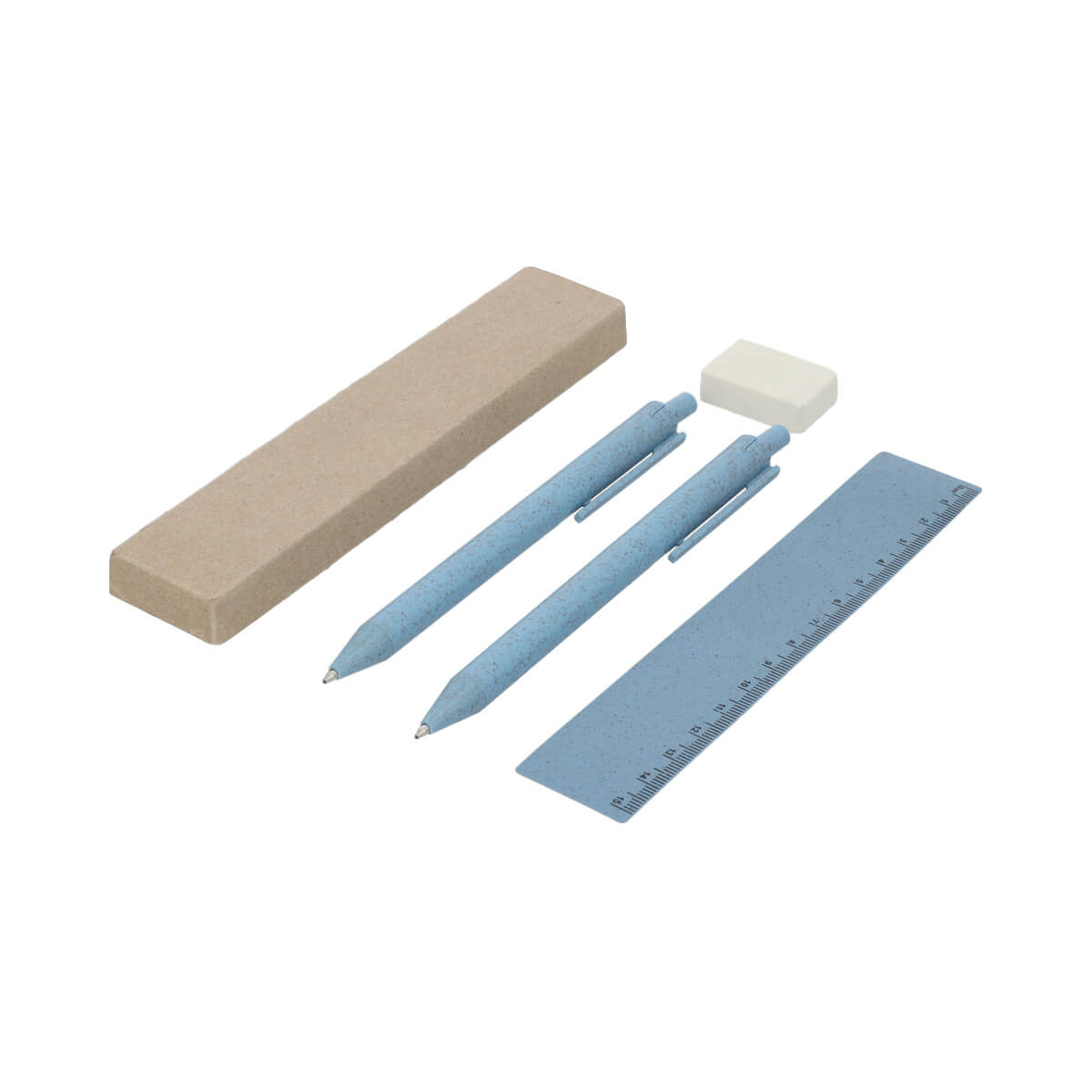 Set de Papelería Ecológica para Oficina - Bolígrafo, Lapicera, Borrador y Regla - Image 3